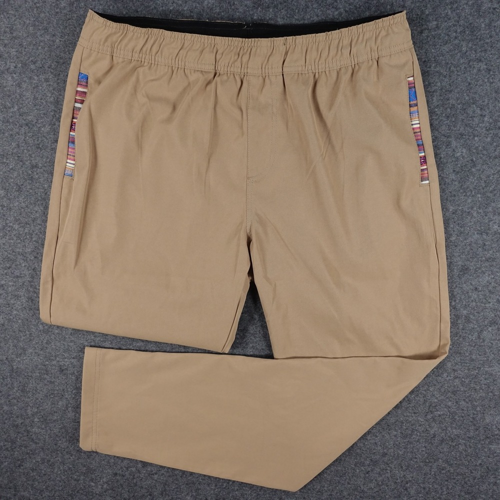 Wowie Sapien Pants Men's Large Elastic Waist Tapered Stretch Chino Mojave